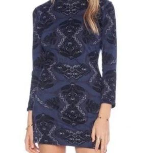FREE PEOPLE| purple and black print mini dress | size L